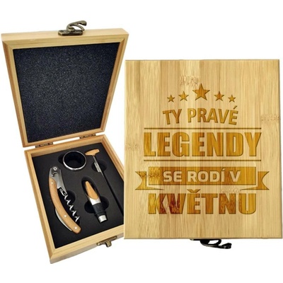 Sablio Dárková sada na víno Ty pravé legendy se rodí v květnu: 147×168×49 mm
