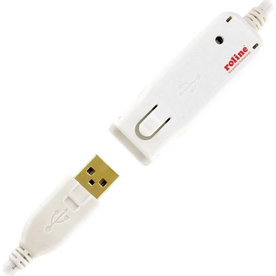 Roline 12.04.1086 USB, USB 2.0 USB-A zástrčka, USB-A zásuvka, 12m, bílý