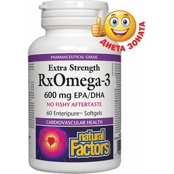 Natural Factors RX Omega-3 Extra Strength (омега фактор супер концентрат) 1170 mg 60 софтгел капсули | Natural Factors (3548 NF)