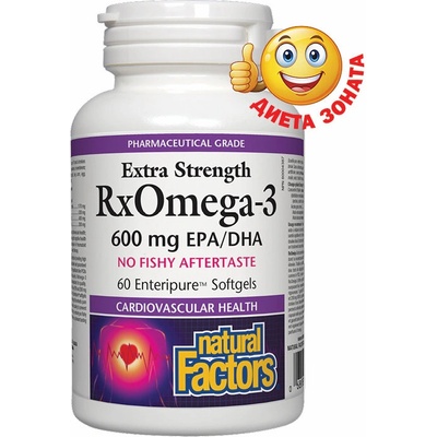 Natural Factors RX Omega-3 Extra Strength (омега фактор супер концентрат) 1170 mg 60 софтгел капсули | Natural Factors (3548 NF)