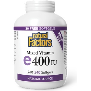 Natural Factors Витамин Е 400 IU (токофероли микс) - Антиоксидантна защита, 240 софтгел капсули Natural Factors (8142 NF)