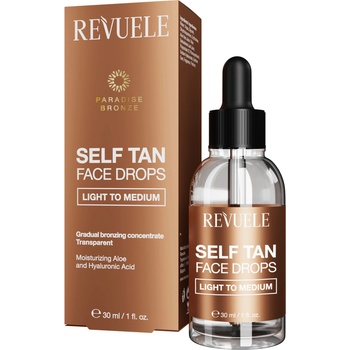 Revuele Paradise Bronze Self Tan Face Drops samoopalovací kapky na obličej odstín Light To Medium 30 ml