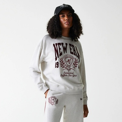 New Era Crest Graphic Crew Branded Ecru Gray Heather