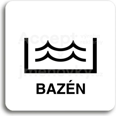 ACCEPT Piktogram bazén - bílá tabulka - černý tisk bez rámečku