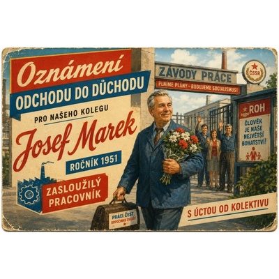 Bezvadary.cz | Originální dárek k odchodu do důchodu – retro pohlednice s vlastní fotografií - A5 (21x15cm) pohled 31