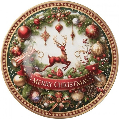 Clayre & Eef Vánoční servírovací umělý talíř Merry Christmas 33 x 1 cm