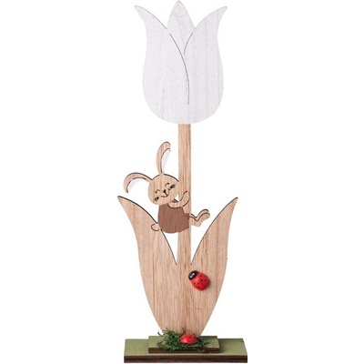 Maják Dekorace 100x290mm tulipán se zajíčkem přírodní