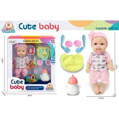 Armtoys КУКЛА БЕБЕ С ЛЕНТА НА ГЛАВАТА И ПРИБОРИ ЗА ХРАНЕНЕ