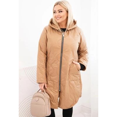 Kesi Dámska zimná bunda Plus Size s kapucňou Béžová