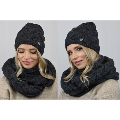 Fashionweek Dámská souprava čepice a šály ZIZI-K9 grafitová