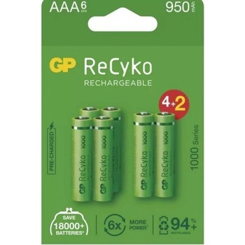 GP Batteries Nabíjecí baterie GP ReCyko 1000 AAA HR03 6 ks
