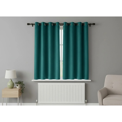 Zatemňovací krátký závěs s kroužky "BLACKOUT" NEW VITORIA 135x160 cm tyrkysová (cena za 1 kus) Mybesthome
