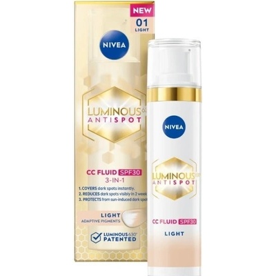 Nivea CC fluid proti pigmentovým škvrnám Luminous 630° Antispot 3v1 s OF 30 Light svetlý 40 ml