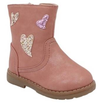 Lehce zateplené kotníkové boty kozačky na zip růžové