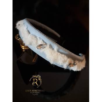 Radi handmade Светло синя кожена диадема (906)
