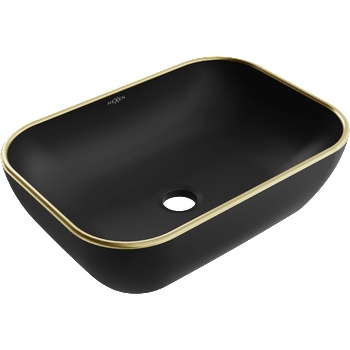 Mexen Rita мивка над плот 45 x 32 см, черна мат/златен ръб - 21084575 (21084575)