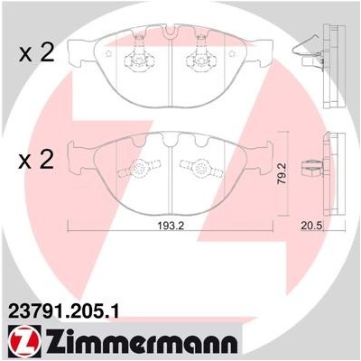 ZIMMERMANN Sada brzdových platničiek kotúčovej brzdy 237912051