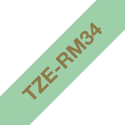 Brother TZE-RM34 zlatá na mentol.zelené, 12 mm, textilná páska TZERM34