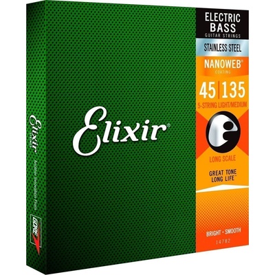 Elixir 14782 NanoWeb Light/Medium 45-135 Струни за 5-струнна бас китара