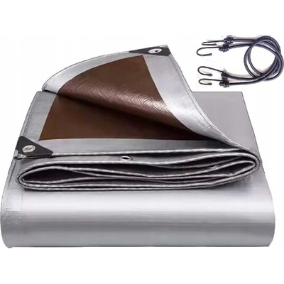 ShopJK krycí plachta STŘÍBRNO HNĚDÁ 4X8 M 210G/M2 – Zboží Dáma