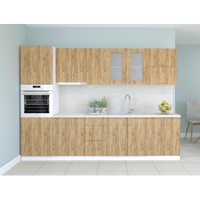 Кухня Модест модел 8 бял и дъб крафт