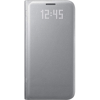 Samsung Flip Case Leather LED EF-NG930PSEGWW - оригинален кожен калъф през който виждате информация от дисплея за Samsung Galaxy S7 (сребрист)