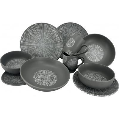 Clay keramická jídelní souprava Grey Wood talíře misky hrnky 10 ks