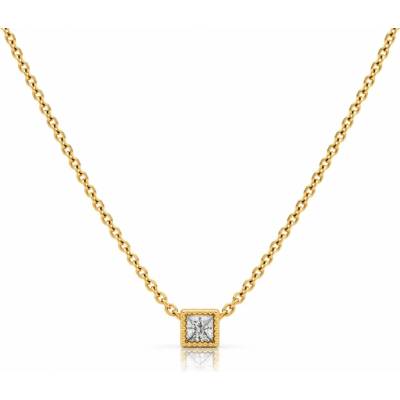 Šperky eshop Dámský náhrdelník ze žlutého 14K zlata se čtvercovým zirkonem S3GG294.33
