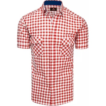 Dstreet pánská kostkovaná košile s krátkým rukávem Nalnt KX0954 36630 bílo-červená