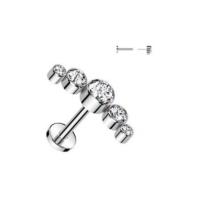 Šperky4U piercing do brady Push In labreta titan se Swarovski krystaly TIT1376