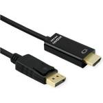 Roline Кабел DisplayPort 1.2 DP - HDMI (UHDTV) 4K60Hz, M/M, 2 м, черен 11.04. 5996-10 (11.04.5996-10)