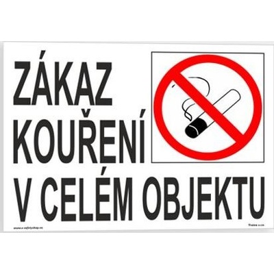Traiva s.r.o Zákaz kouření v celém objektu Verze: Plast 297 x 210 mm (A4) tl. 0.5 mm - Kód: 00332