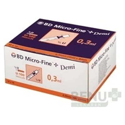 BD Micro Fine + Demi inzulin. striekačka U-100 30 G objem 0,3 ml 10 x 10 ks