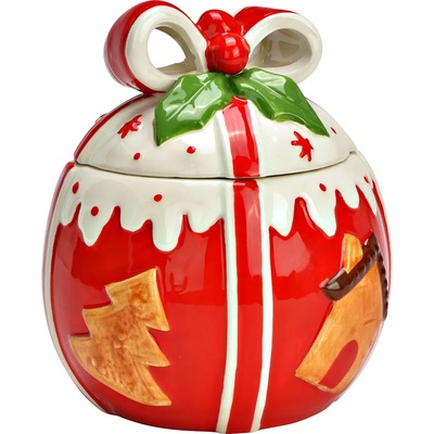 WURM Керамичен коледен буркан във форма на подарък, 13х13х15см (2128)