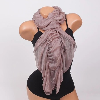 Image 1 of Стилен шал в цвят капучино с набран ефект