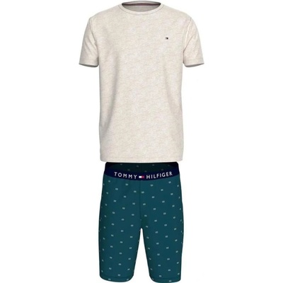 Tommy Hilfiger UM0UM02319 pánské pyžamo krátké béžovo modré