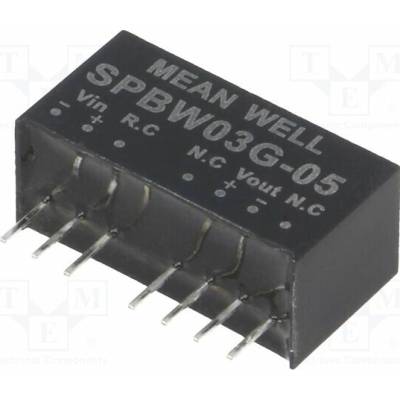 MEAN WELL SPBW03G-05 Měnič: DC/DC; 3W; Uvst: 18÷75VDC; Uvýst: 5VDC; Ivýst: 0÷600mA; SIP8