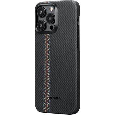 PITAKA MagEZ 4 600D Fusion Weaving Aramid Fiber MagSafe Case - кевларен кейс с MagSafe за iPhone 15 Pro (черен-сив)