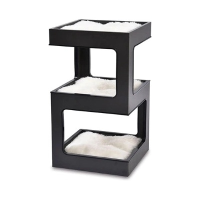 Freedog Rascador Balcony Negro - Катерушка сдраскало за коте с платформи за почивка, 34 x 34 x 60 см