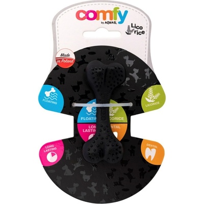 COMFY Hračka BONE dentálna kosť plávajúca 8,5 cm čierna lekoricová