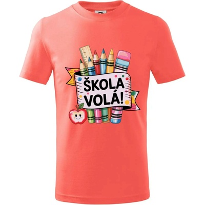 Škola volá farebné tričko detské korálová