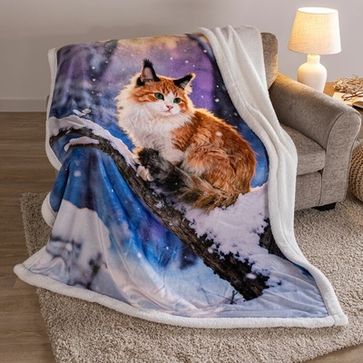 decoDoma ORIGINAL COLLECTION Beránková deka SNOW CAT 140x200