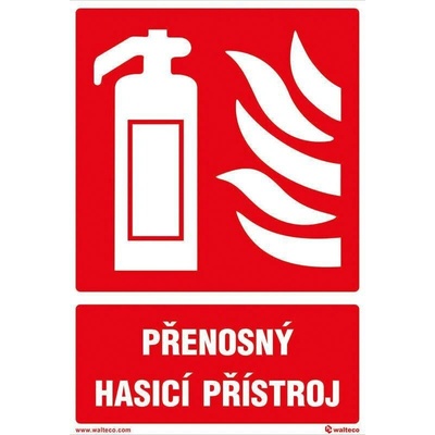 Přenosný hasicí přístroj (včetně textu), Samolepka, formát A5, Samolepicí