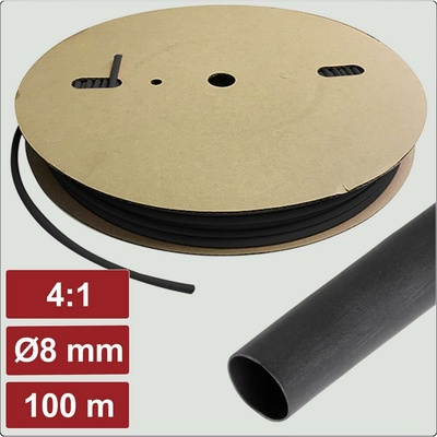 Electronic Garage EG25CA108 zmršťovacia bužírka s lepidlom čierna 8 mm 2 mm Pomer zmrštenia:4:1 100 m