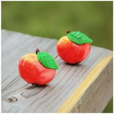CircusMind sladké náušnice pecky Fimo jablíčka S2835