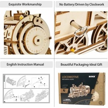Robotime 3D dřevěné mechanické puzzle Parní lokomotiva 350 ks