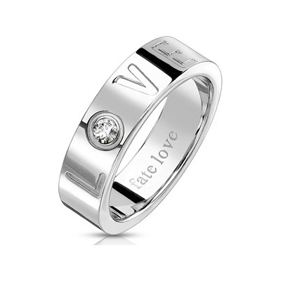 Šperky4U ocelový prsten Love se zirkonem 5 OPR1729 64,5