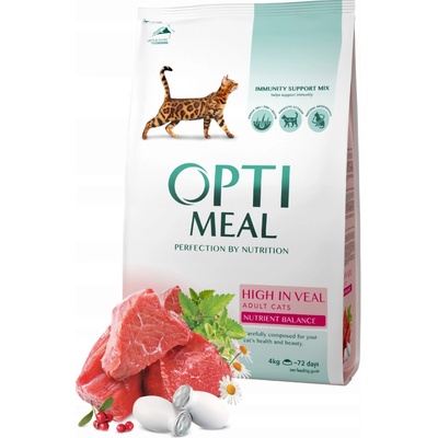 OPTIMEAL pre mačky s vysokým obsahom teľaciny 4 kg
