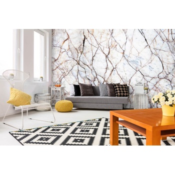 DIMEX ART Самозалепваща се флизелинова фототапета текстура от бял мрамор 375 x 250 см