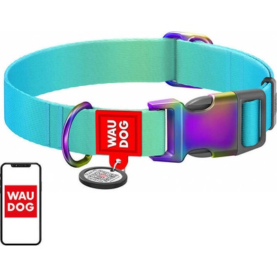 Waudog Nylon collar with QR code for gradient dog